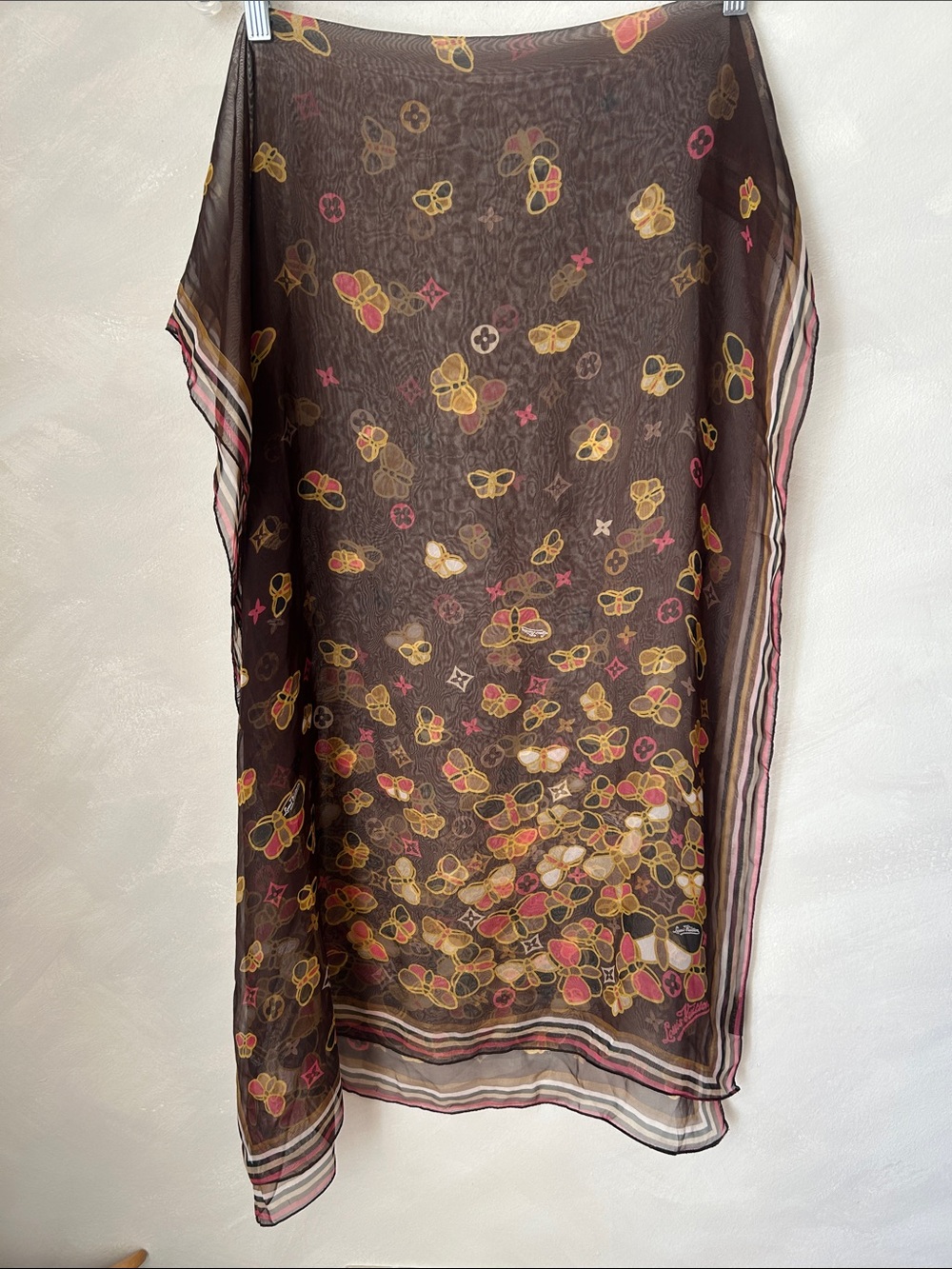 Louis Vuitton style Butterfly 100% silk large rectangle scarf